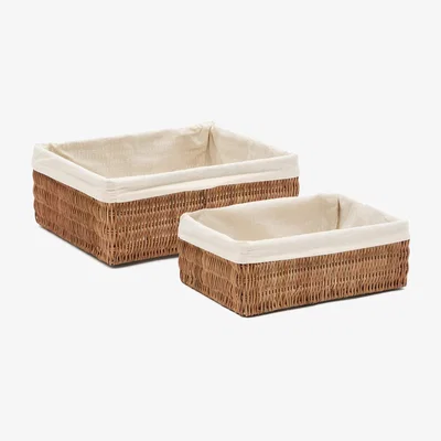 Kave Home Indali set of 2 rattan baskets, 32 x 20 cm / 28 x 20 cm