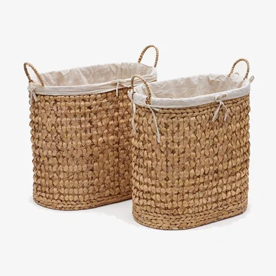 Kave Home Tressa Set of 2 Natural Fibre Clothes Baskets 50cm / 60cm