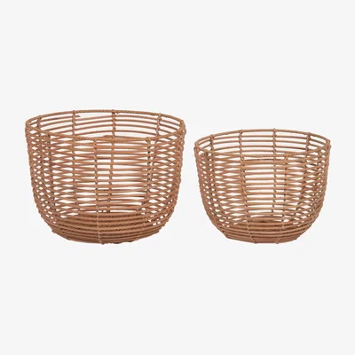 Kave Home Dalina set of 2 round baskets in 100% rattan with natural finish