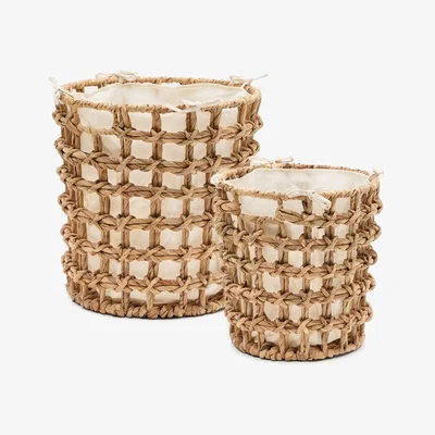 Kave Home Dilam set of 2 natural fibre baskets, Ø 30 cm / Ø 38 cm