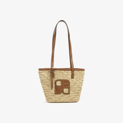 La Redoute Rafael Straw and Leather Basket Bag