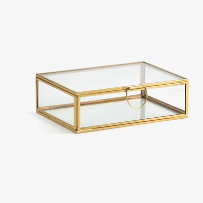La Redoute Uyova Rectangular Trinket Box in Brass/Glass