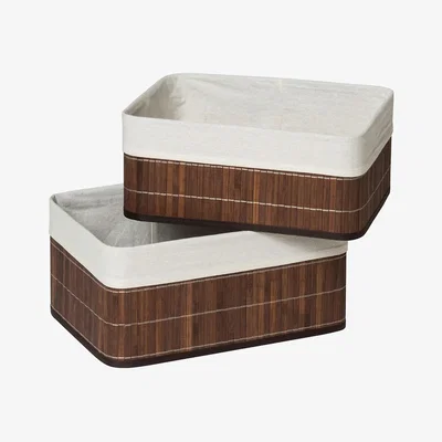 La Redoute Set of 2 Storage Boxes in Dark Brown Bamboo