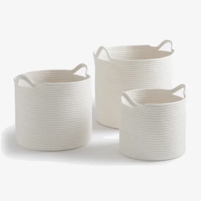 La Redoute Round Baskets with Handles, Set of 3, Kesia