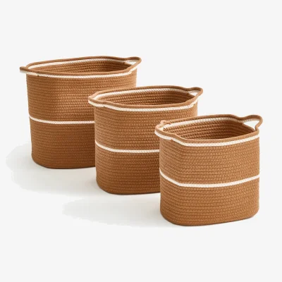La Redoute Set of 3 Kesia Rectangular Baskets in Cotton