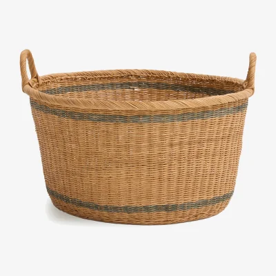 La Redoute Alino Rattan Round Basket, Diameter 58cm