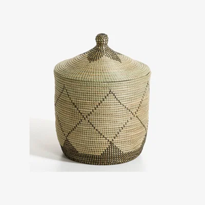 La Redoute Large Louna Rice Straw Storage Basket, H60cm