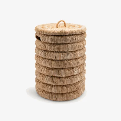 La Redoute Marilo Round Braided Banana Bark Basket with Lid