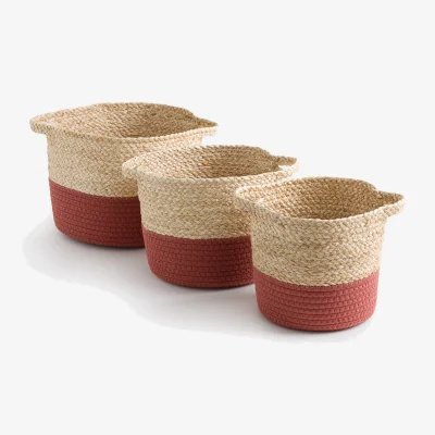 La Redoute Set of 3 Bumbay Woven Baskets with Coloured Base