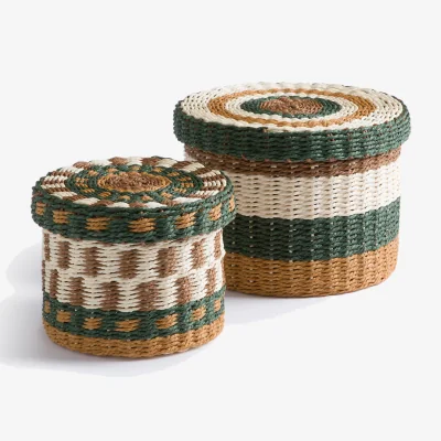 La Redoute Set of 2 Onaga Woven Paper Lidded Baskets
