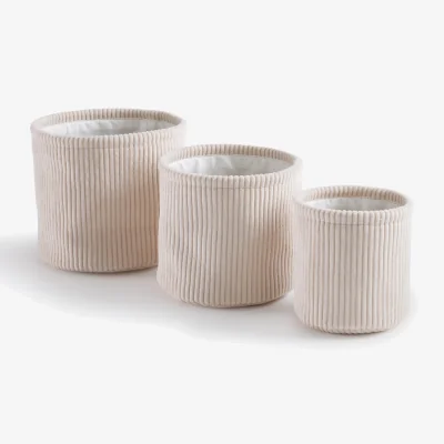 La Redoute Set of 3 Veloudo Corduroy Round Baskets