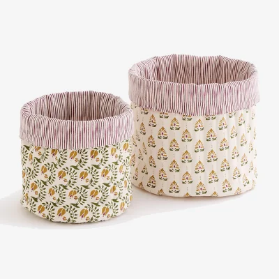 La Redoute Set of 2 Sivali Cotton Quilted Reversible Baskets