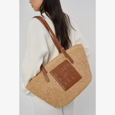 La Redoute Basket Bag in Wicker and Leather