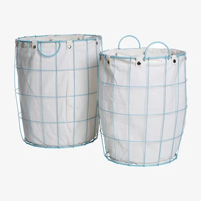 La Redoute Set of 2 Laundry Baskets in Blue Wire