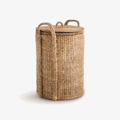 La Redoute Tima Round Basket with Lid in Water Hyacinth H60cm