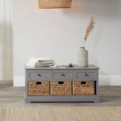La Redoute Wooden Storage Drawer Unit with Banana Leaf Baskets Storage