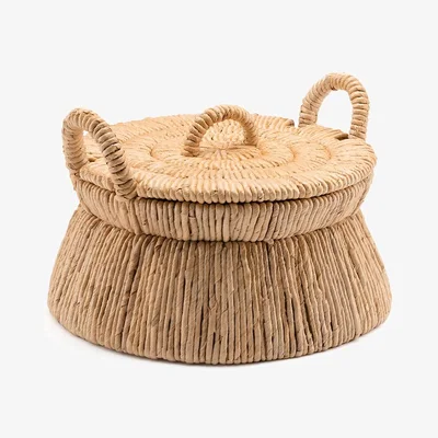 La Redoute Caja Braided Banana Leaf Basket with Lid
