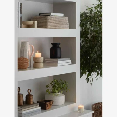 Layered Lounge Rattan Shelf Basket White
