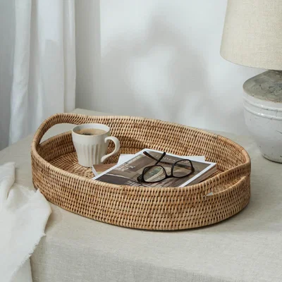 Layered Lounge Oval Rattan Tray Natural