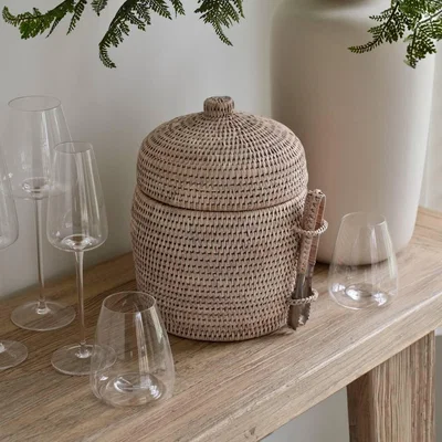Layered Lounge White Rattan Ice Bucket