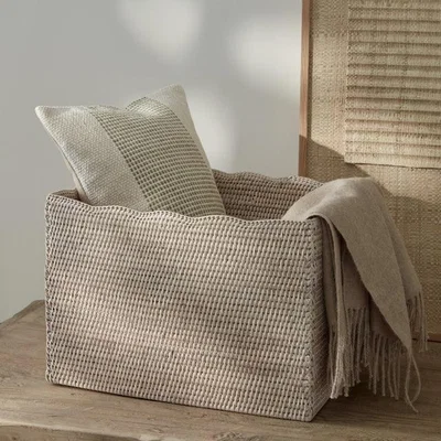Layered Lounge White Rattan Scalloped Basket