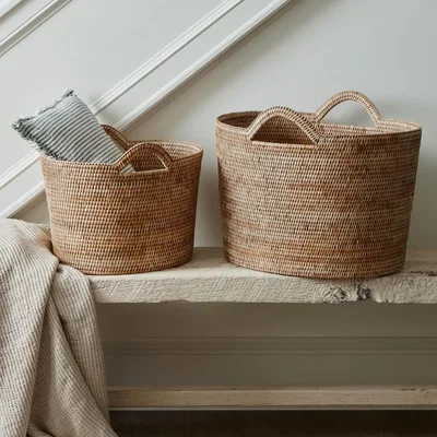 Layered Lounge Natural Rattan Bucket Basket