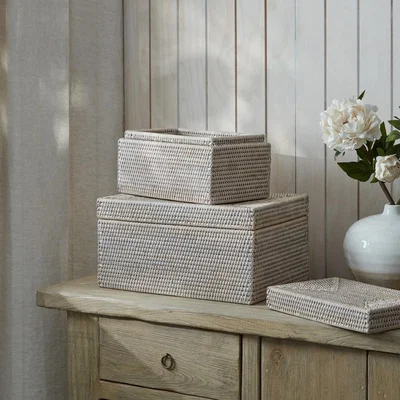 Layered Lounge Rattan Storage Boxes