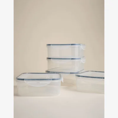 Marks & Spencer M&S Set of 5 1.2L Square Clip Top Storage Boxes Black