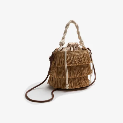 Marks & Spencer M&S Fringed Basket Bag Natural Mix