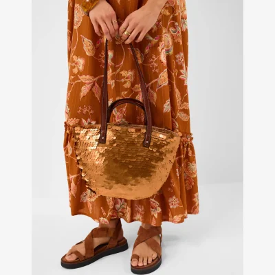 Marks & Spencer ACCESSORIZE Sequin Cross Body Basket Bag Gold