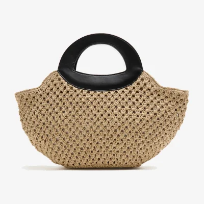 Marks & Spencer M&S Straw Ring Detail Basket Tote Natural Mix