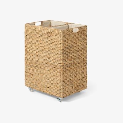 Made.com Dae Water Hyacinth 2-Section Laundry Cart, Natural