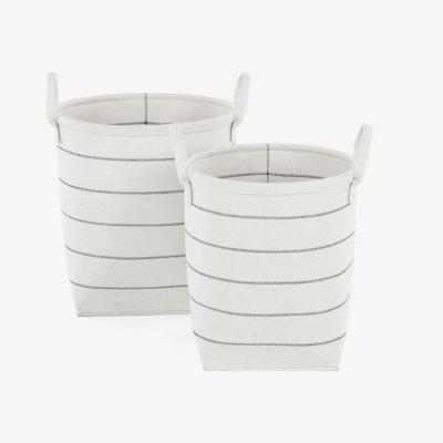 Made.com Millon Set of 2 Felt Stripe Laundry Baskets, Off White