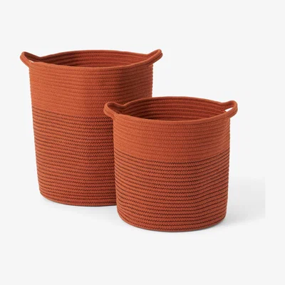 Made.com Toro Set of 2 Large Storage Baskets with Handles, Burnt Orange