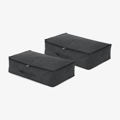 Made.com Bask Set of 2 Underbed Felt Storage Trunks, Charcoal