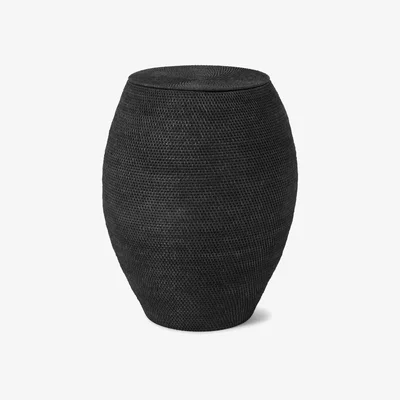 Made.com Lovise Curved Laundry Basket, XL, Black Rattan