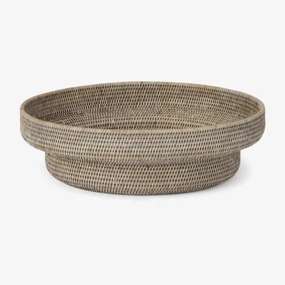 Made.com Hadid Hand Woven Low Rattan Basket, Grey