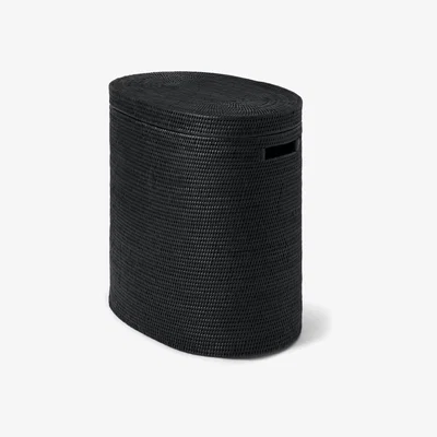 Made.com Hadid Double Laundry Basket, Black Rattan