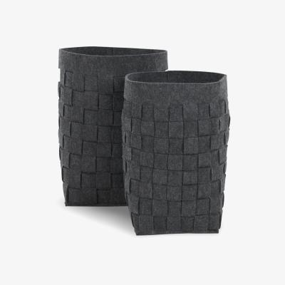 Made.com Bask Set of 2 Felt Woven Laundry Baskets, Charcoal