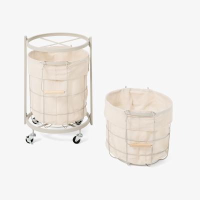 Made.com Lucia Set of 2 Stackable Laundry Baskets & Cart, Warm Grey