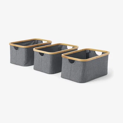 Made.com Felicia Set of 3 Bamboo Storage Baskets, Natural & Charcoal