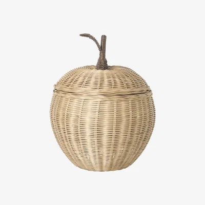 Made in Design Apple Large Basket - / Wicker - Ø 36.5 x H 52 cm by Ferm Living Beige/Natural wood