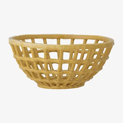 Made in Design Electra Basket - / Ceramic - Ø 26.5 x H 12 cm by Bloomingville Yellow