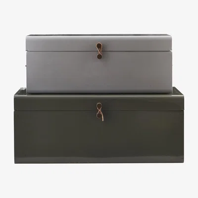 Made in Design Metal Box - Set of 2 - 60 x 36 cm by House Doctor Green/Grey