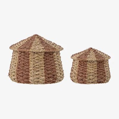 Made in Design Ruddi Basket cane & fibres beige / Set of 2 - Ø18xH17/Ø25.5xH22 - Bloomingville