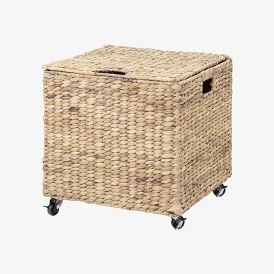 Made in Design Box with casters - / Water hyacinth - 40 x 40 x H 40cm by Bloomingville Beige/Natural wood