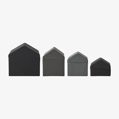 Made in Design Traditional Houses Box - Set of 4 - Fabric by Menu Grey