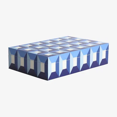 Made in Design Sorrento Large Box - / Lacquered wood - 30 x 20 cm by Jonathan Adler Blue