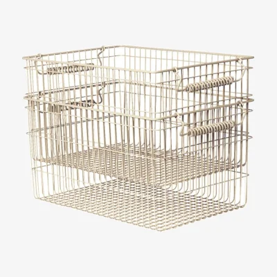 Made in Design Cala Stackable basket metal beige / Set of 2 -36 x 26 x H 20 cm - Ferm Living