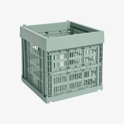 Made in Design Colour Crate Cube Basket plastic material green / 29.5 x 29.5 x H 29 cm - Recycled - Hay